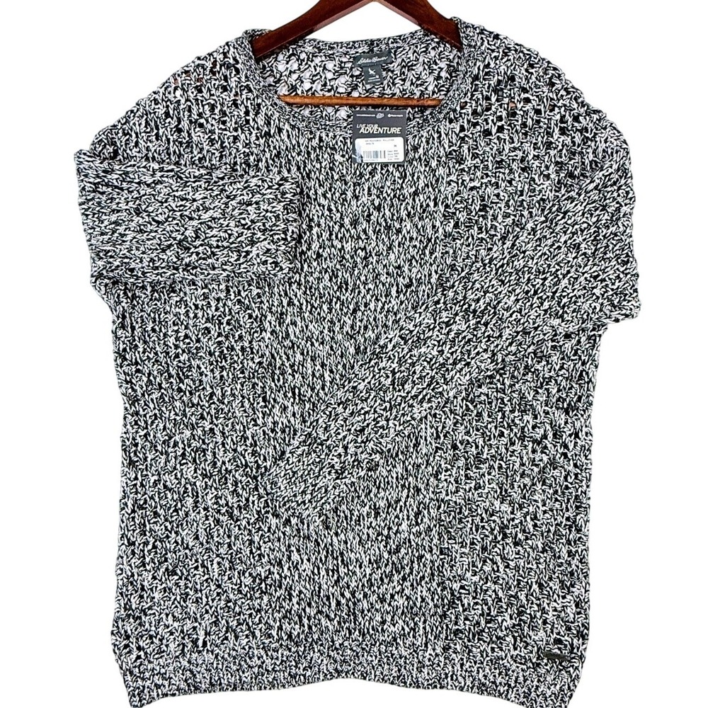 Eddie Bauer, Adventure Cotton Knit Sweater, Black White Peekaboo, Women's‎ M